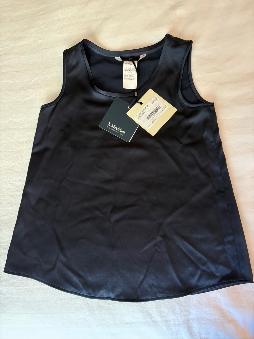 MaxMara Navy Silk Shell Top